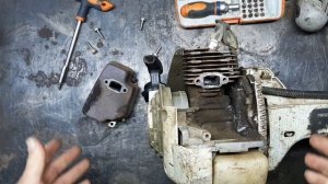 Ищем мощность. Нагар в выхлопном окне. Stihl fs 350