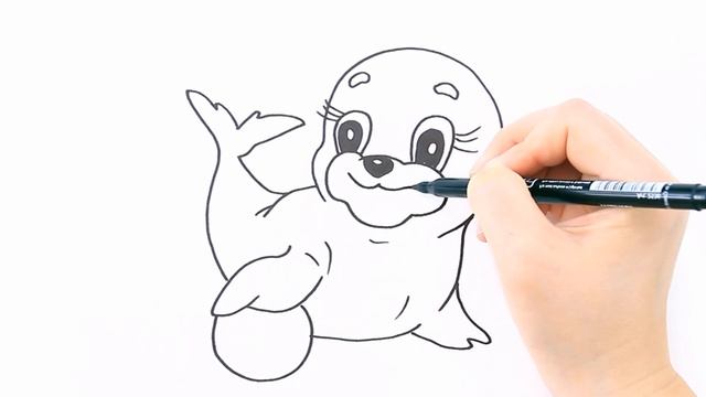 How to draw a fur-seal . Drawing for beginners / MimiDom Art смотреть онлайн