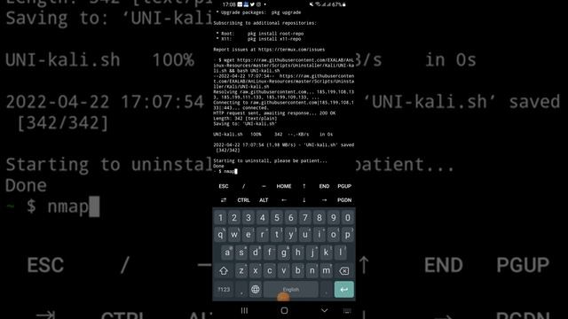 удаляем kali linux через termux