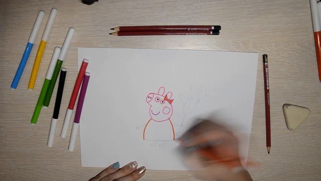 рисуем свинку Пеппу. How to draw Peppa Pig смотреть онлайн