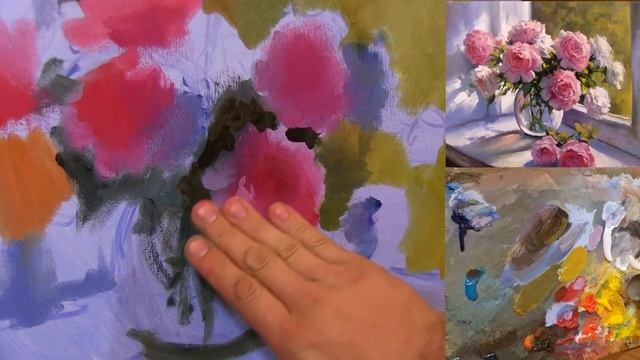 Пионы масляными красками +79857776200 Peonies with oil paints +79857776200 смотреть онлайн