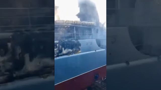 Состояние большого десантного корабля "Минск" после вчерашней ракетной атаки ВСУ, удовлетворительно.