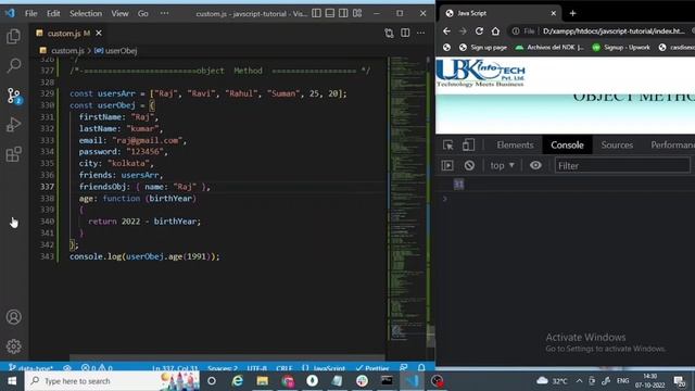 Object Methods In Java Script || Javascript Tutorial For Beginners In 2022 #javascript