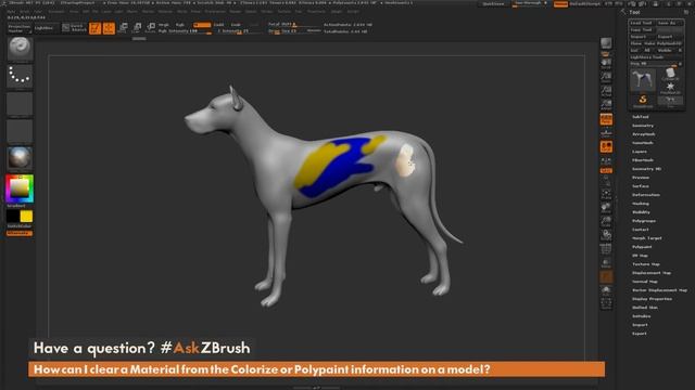 #AskZBrush: “How can I clear a Material from the Colorize or Polypaint Information on a model?”