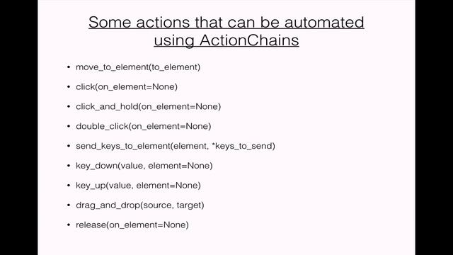 Selenium Python language-ActionChains Overview смотреть онлайн