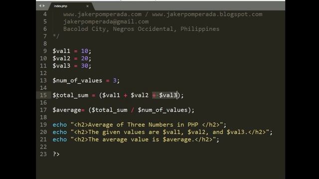 Average of Three Numbers in PHP
