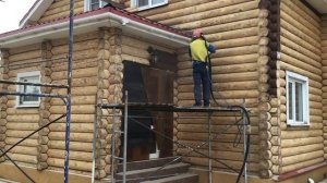 Срубы Рязань, Маруся 62 ,шлифовка пескоструем дома из оцилиндрованного брёвна.