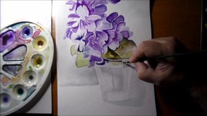 Комнатный цветок фиалка/Как нарисовать цветы акварелью