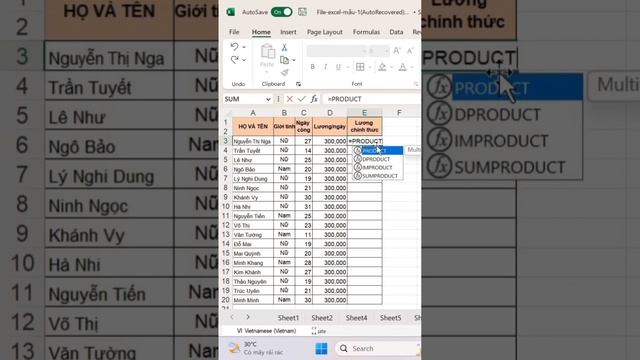 |TIPS EXCEL| CÁCH TÍNH PHÉP NHÂN TRONG EXCEL DỄ DÀNG#short #excel #tips