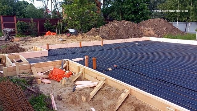 ФУНДАМЕНТ (МОНОЛИТНАЯ ПЛИТА) ПОД ОДНОЭТАЖНЫЙ ДОМ ИЗ ГАЗОБЛОКА