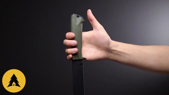 Нож Милитари сталь AUS-8 черный, рукоять эластрон Олива (Кизляр)