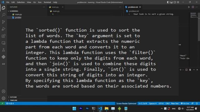 Sorting a String Based on Numbers - Python Coding Problem | Learn to Sort Words in Python
