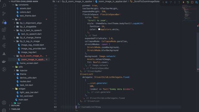 Flutter zoom/Blur image while scrolling using CustomScrollView | Code With Zeeshan | Android | IOS