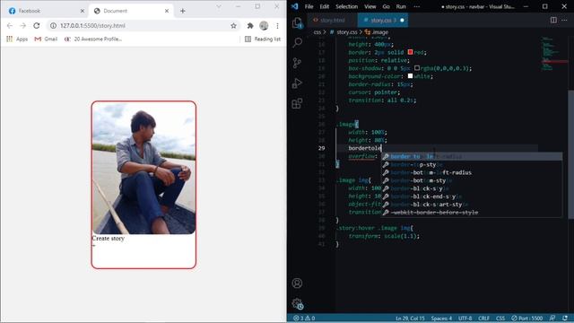 facebook story effect html and css in hindi