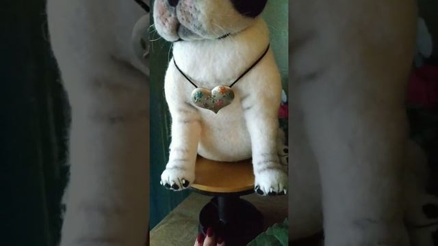 Французский бульдог. Скульптура из шерсти. смотреть онлайн
