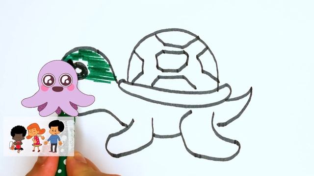 How to Draw a Sea Turtle Easy For Kids - Как нарисовать морскую черепаху для детей легко смотреть онлайн