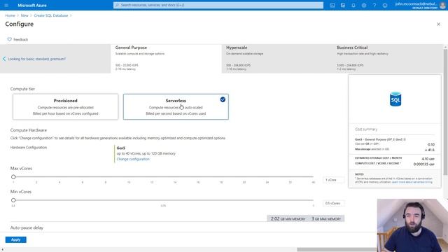 Save money with Azure SQL Database Serverless