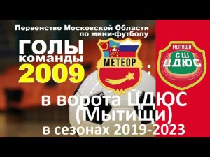 2009-обзор голов Метеор (Балашиха) в ворота ЦДЮС (Мытищи) в сезонах 2019-2023, мини-футбол, ПМО