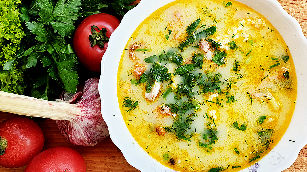 Суп с сырными клёцками. ШОК ВКУС! Пикантный супчик с сырными клецками и копченостями