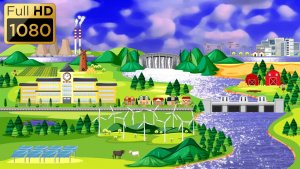 Анимационный фон "Энергетика и экология". Cartoon background "Energy and ecology".