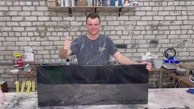 Эпоксидная смола под черный мрамор (Black Marble Epoxy Effect)/ Как залить стол эпоксидной смолой.