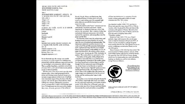 Jean Baptiste Loeillet Sonata in A minor for Flute and Guitar I Adagio/Rampal смотреть онлайн