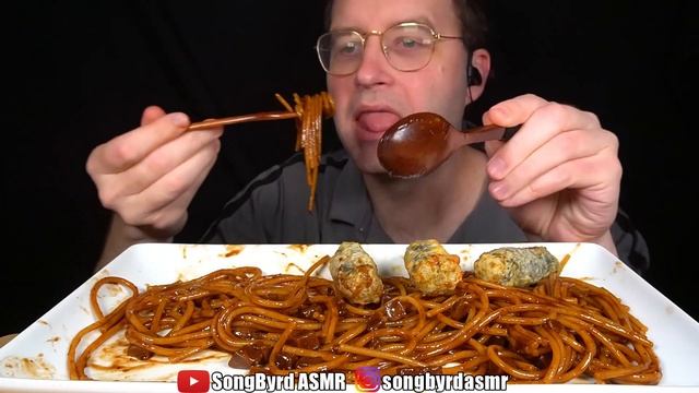 ASMR BLACK BEAN NOODLES MUKBANG (No Talking) EATING SOUNDS