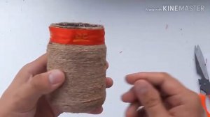 Ваза из банки и джута. Подарок своими руками.