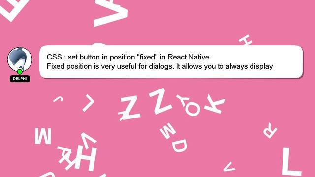 CSS : set button in position "fixed" in React Native