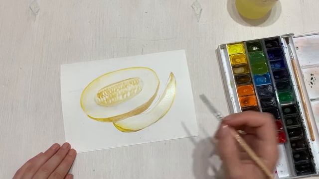 КАК НАРИСОВАТЬ ДЫНЮ/ Melon sketch watercolor /Дыня акварель/ Скетч/ #какнарисовать