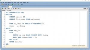 PL/SQL tutorial 74: PL/SQL Bulk Collect Clause with FETCH-INTO statement of an explicit cursor