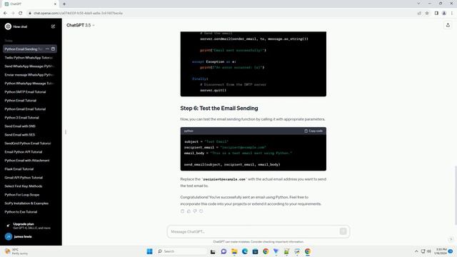 sending a mail using python