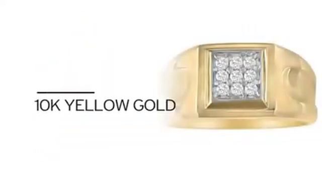 1/5ct 9-Diamond Stylish Mens Ring in 10k Yellow Gold - SuperJeweler.com смотреть онлайн