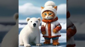 Котик на северном полюсе. Мяу Мяу Мяу. A cat at the North pole. Meow #cat