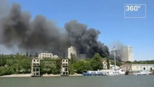 Крупный пожар в Ростове на Дону попал на видео