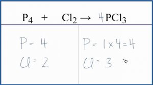 How to Balance P4 + Cl2 = PCl3 (Tetraphosphorous + Chlorine gas)