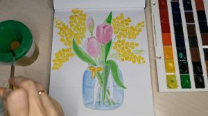 Уроки рисования акварелью. Как нарисовать вазу с цветами