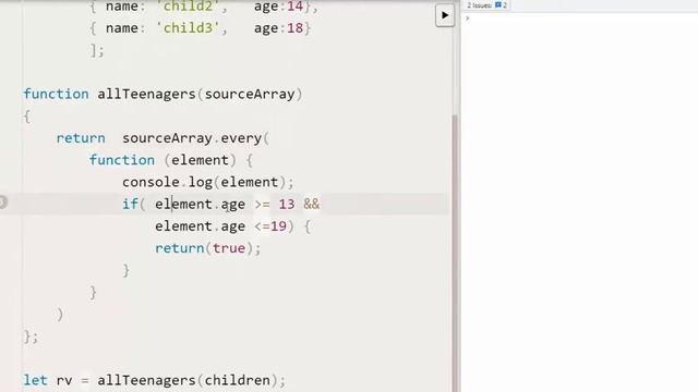 Javascript Method: EVERY,  test all the elements of an array, returns true if all the elements pass