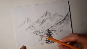 Как нарисовать горный пейзаж простым карандашом. Простой пейзаж карандашом