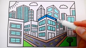 How to Draw a CITY for Kids ???City Drawing for Kids | City Coloring Pages for Kids