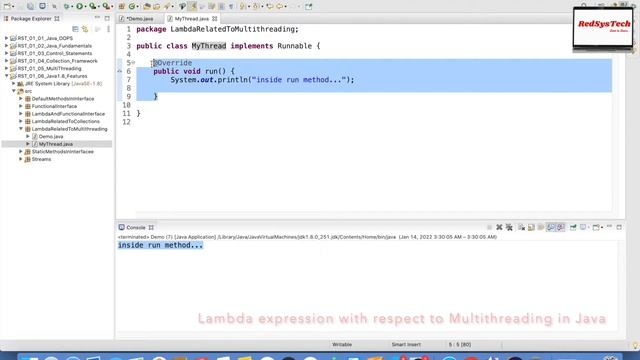 # 156 Java Lambda Expression with Multithreading | lambda | java | java 8|java 8 features|RedSysTec