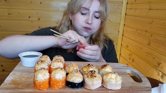 ЗАПЕЧЕННЫЕ СУШИ РОЛЛЫ  ? АСМР МУКБАНГ | SUSHI ROLLS  ASMR MUKBANG eating show | 먹방