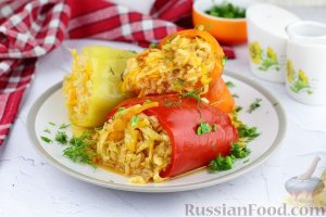 Сочная овощная начинка.
ФАРШИРОВАННЫЕ ПЕРЦЫ РИСОМ И ОВОЩАМИ