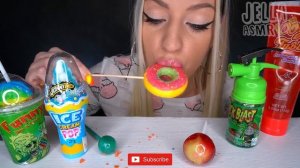 ASMR LOLLIPOP EATING, CANDY, POP ROCKS, SOUR SPRAY, 립스틱 사탕, 과자, 노토킹 (CHUPA CHUPS, SWEETS) MUKBANG 먹