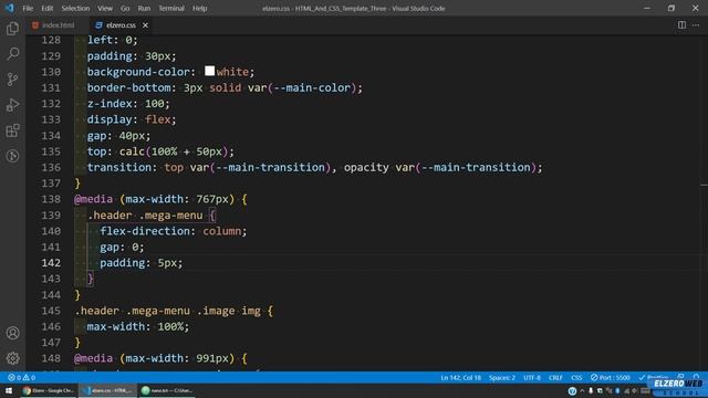 [Arabic] HTML & CSS Template Three 2021 - #08 - Mega Menu Part 2