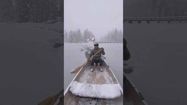 CANOEING THE EMERALD LAKE IN WINTER WONDERLAND!