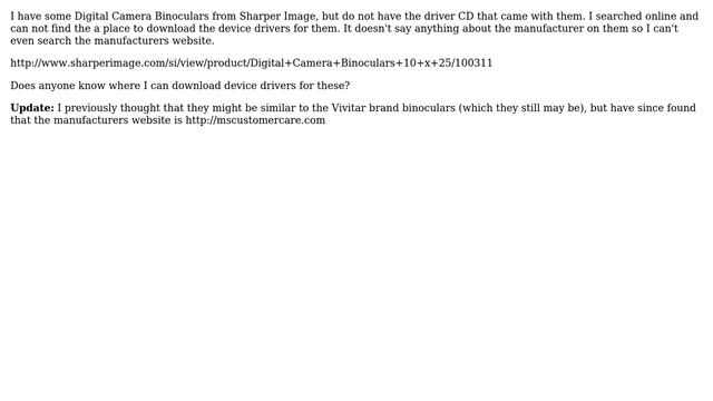 Where can I find Drivers for Sharper Image Digital Camera Binoculars 10x25? смотреть онлайн