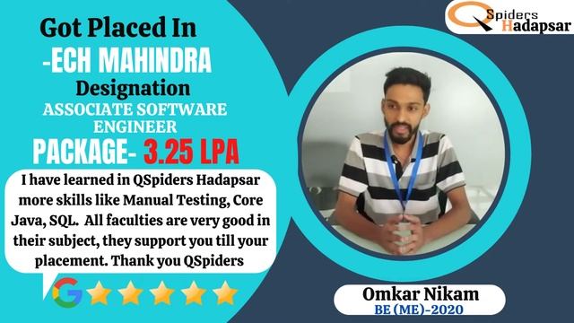 QSPIDERS/JSPIDERS HADAPSAR STUDENT GOT PLACED AS ASSOCIATE SOFTWARE ENGINEER, CONGRATULATIONS OMKAR