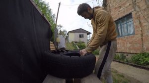 Клумба из покрышки за пару минут для любимой мамы)Клумба из шины,клумба из колеса-ЛЕГКО)!!