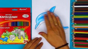 Рисуем ДЕЛЬФИНА цветными карандашами